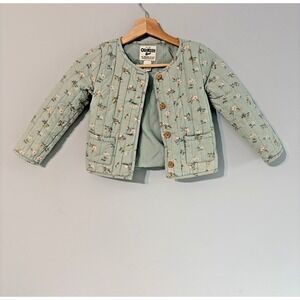 OshKosh B'gosh - Quilted Floral Green Jacket Girls 5T Lightweight Button Front
